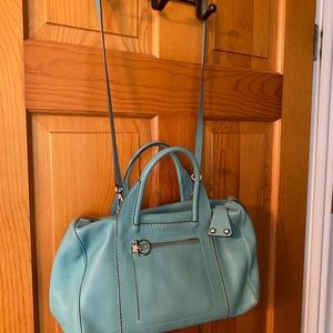 Salvatore Ferragamo shoulder/ tote soft leather bag. Looks like Tiffany blue